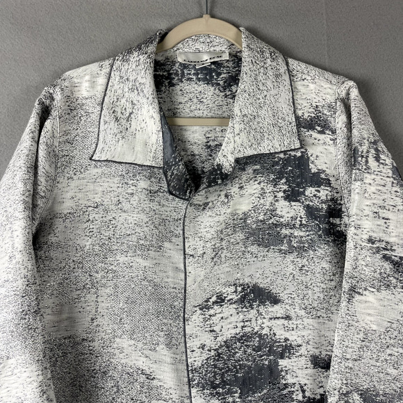 Caroline Rose Textured Jacket Womens Small Linen Blend Abstract Artsy USA Made - Picture 2 of 15